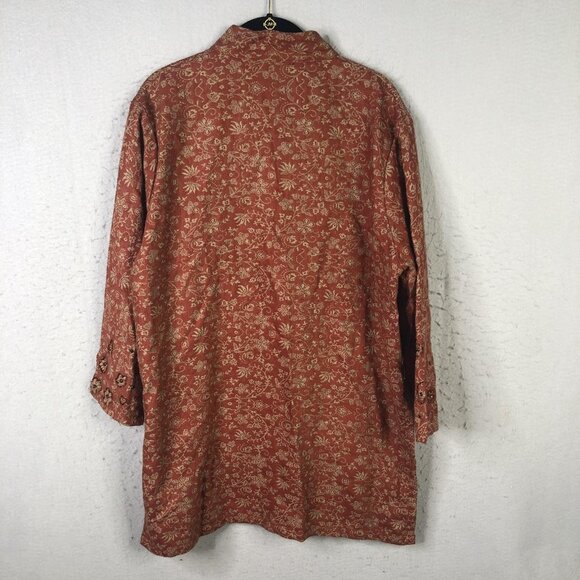 Sterling Styles Jacket Womens Medium Rust Wool Paisley Beaded Embroidered Tunic - Picture 2 of 16